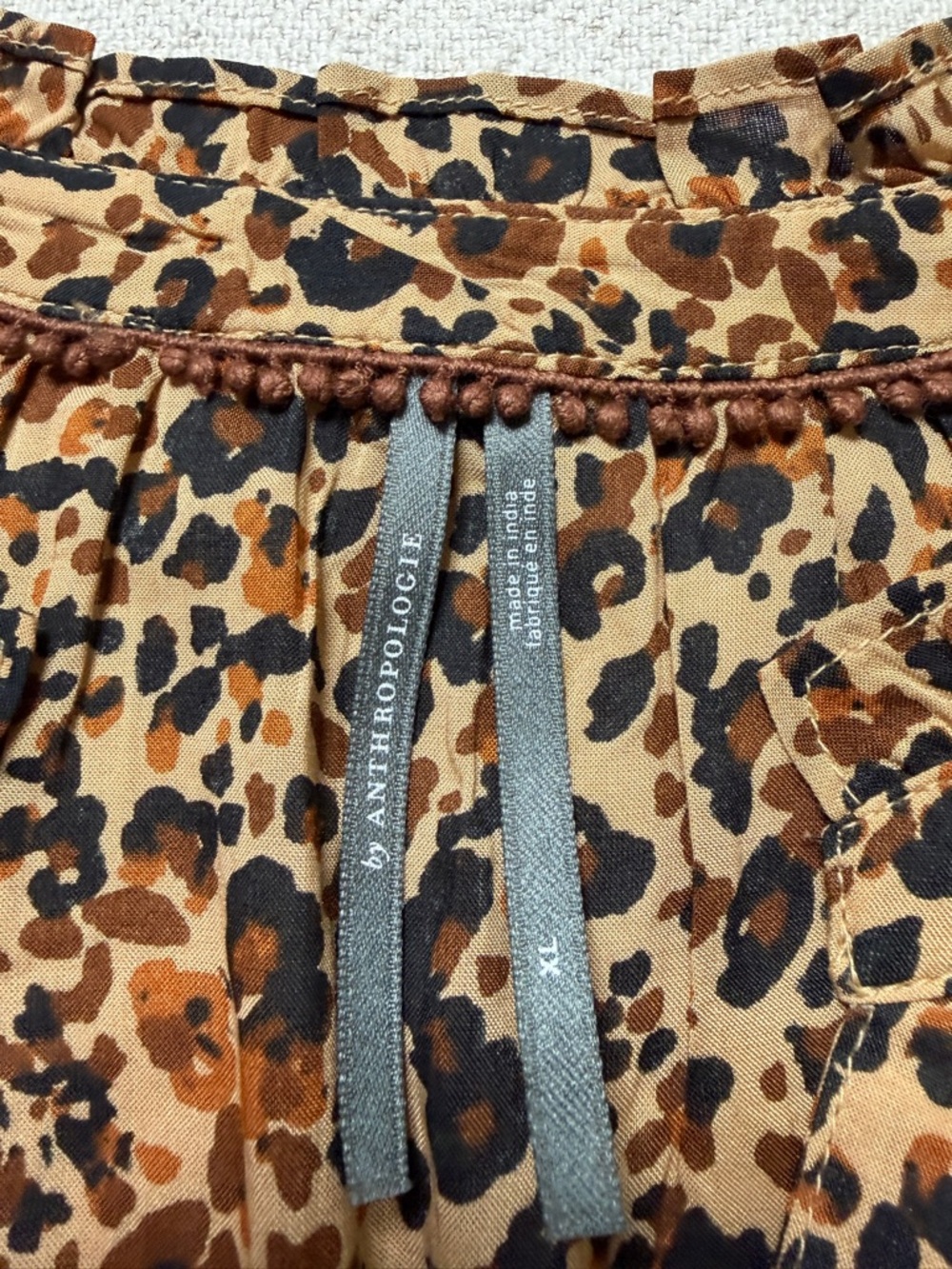Anthropologie Ruffle Sleeve Animal Print Cheetah Tiered Dress XL Lightweight - Picture 6 of 8
